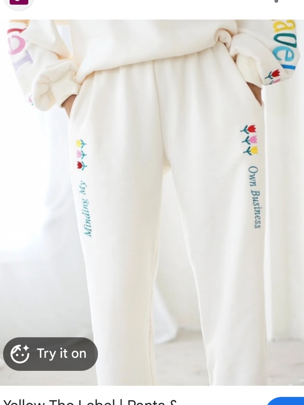 Yellow The Label sweatpants size small - Picture 3 of 3